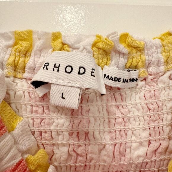 Rhode Ollie Dress Stripe Size L Napdress Sundress Linen Blend Resort Vacation - Picture 3 of 4